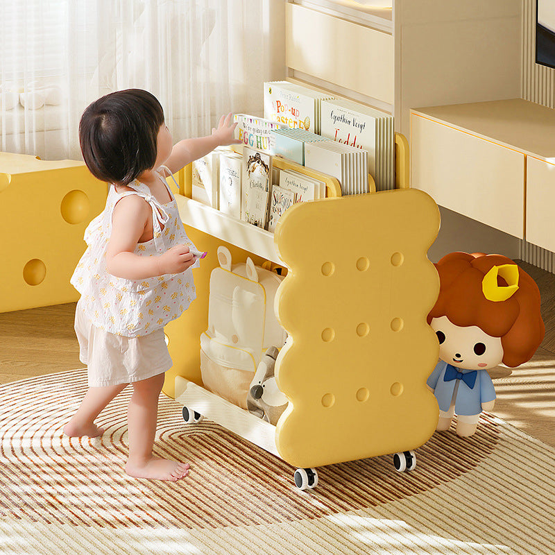 Contemporary Creative Square Cheese Kids Plastic Bookshelf 2-Tier For Bedroom