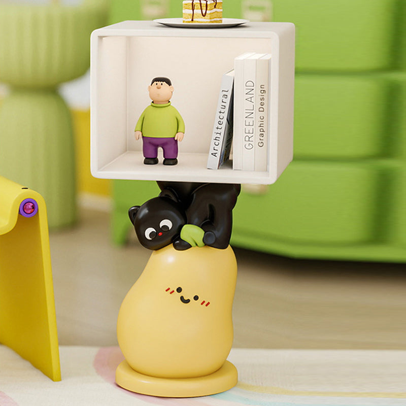 Contemporary Creative Kids MDF Resin Pear Square Shape Nightstand 2-Tier For Living Room & Bedroom