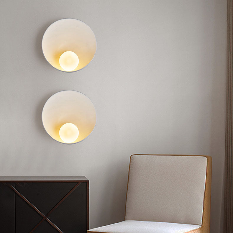 Modern Minimalist Round Iron Resin 1-Light Wall Sconce Lamp