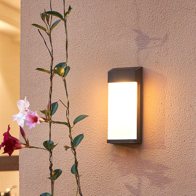 Solar Square Frosted Glass Waterproof Outdoor LED Wall Sconce Lamp