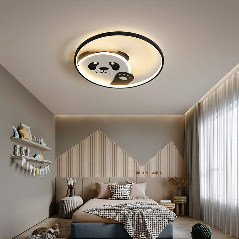 Cartoon Cute Panda Round LED Flush Mount Ceiling Light