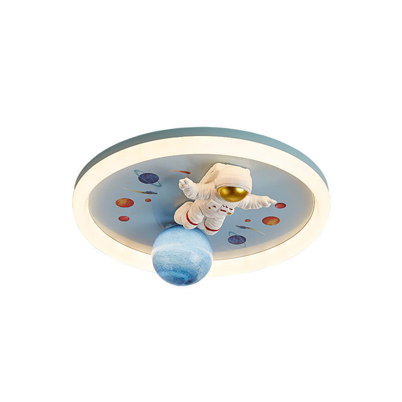 Cartoon Creative Space Astronaut Resin LED Flush Mount Ceiling Light