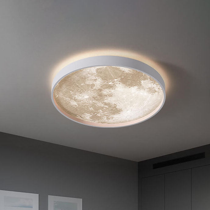 Nordic Creative Moon Round LED Flush Mount Ceiling Light