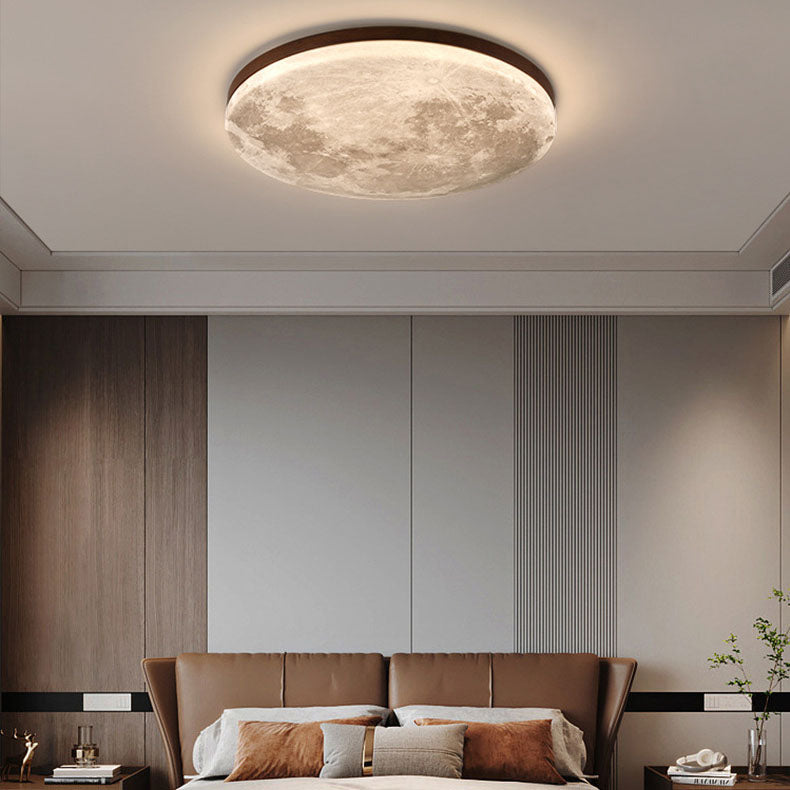 Nordic Minimalist Moon Round PVC LED Flush Mount Ceiling Light