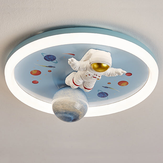 Cartoon Creative Space Astronaut Resin LED Flush Mount Ceiling Light