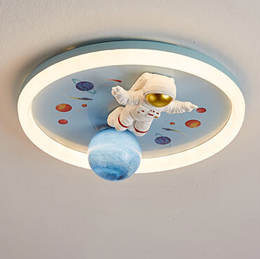 Cartoon Creative Space Astronaut Resin LED Flush Mount Ceiling Light
