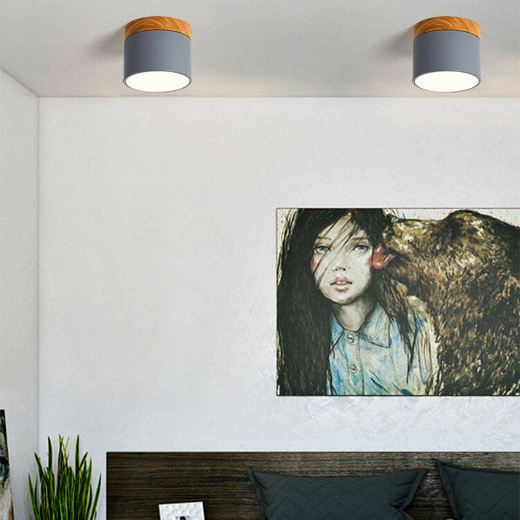 Scandinavian Macaroon Solid Color Log LED Flush Mount Ceiling Light