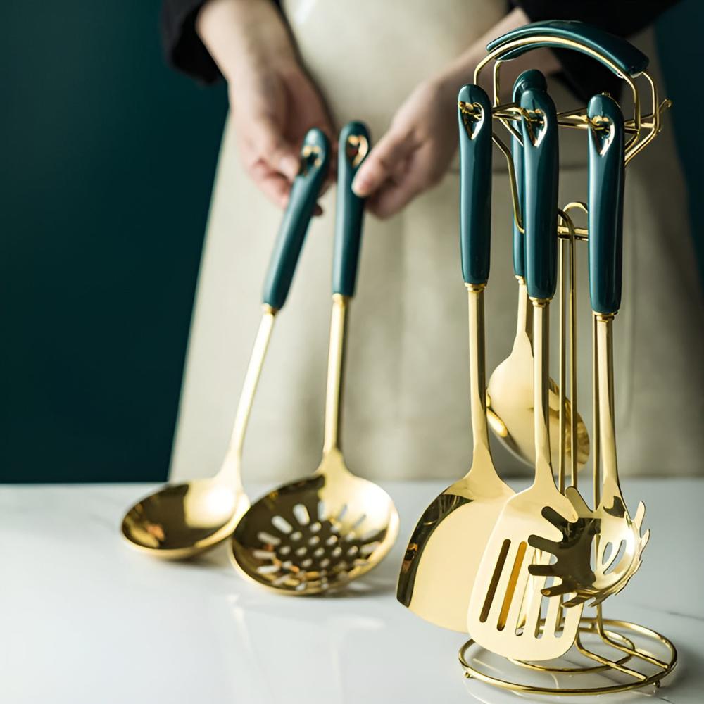 Set de Utensilios de Acero Inoxidable Dorado