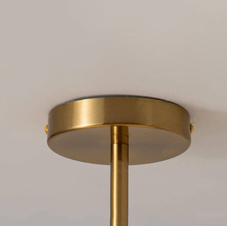 Modern Retro Round Solid Color Glass Electroplated Copper 1-Light Pendant Light Flush Mount Light