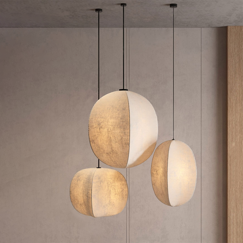 Traditional Japanese Zen Anti-silk Lantern Shape 1-Light Pendant Light For Living Room