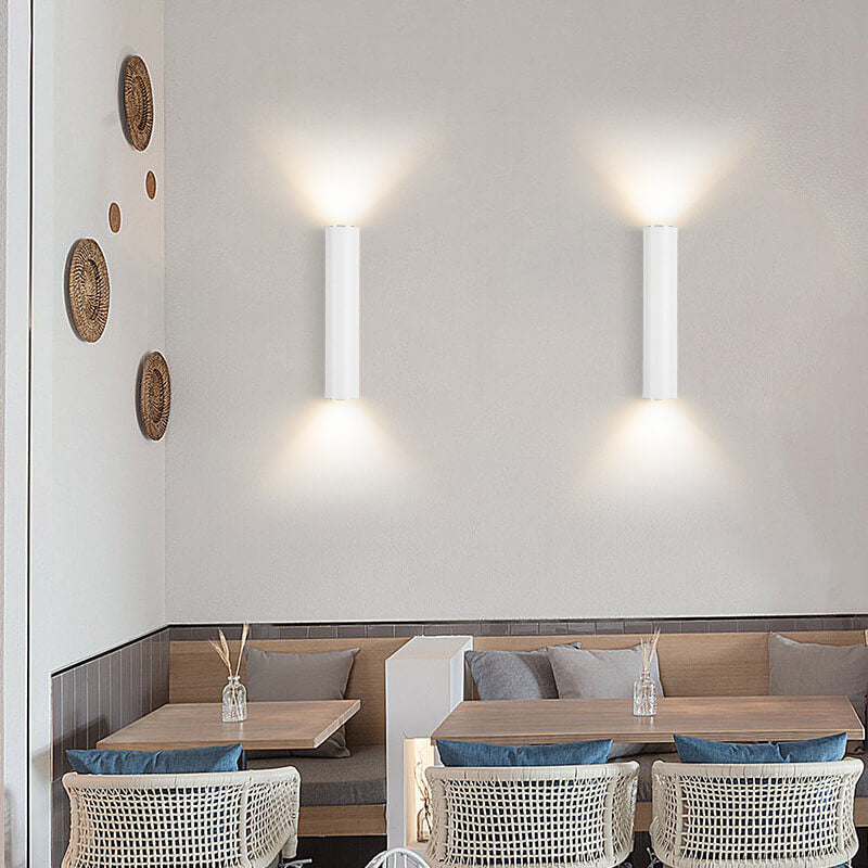 Simple Aluminum Cylindrical 2-Light Wall Sconce Lamp