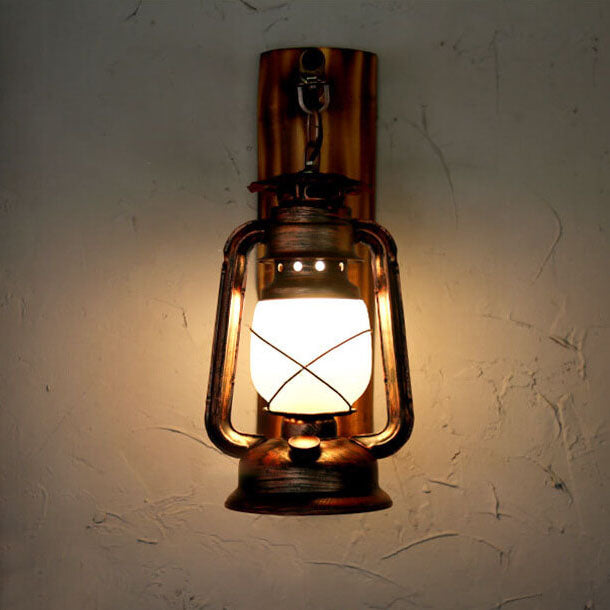 Vintage Horse Lantern Iron 1-Light Wall Sconce Lamp