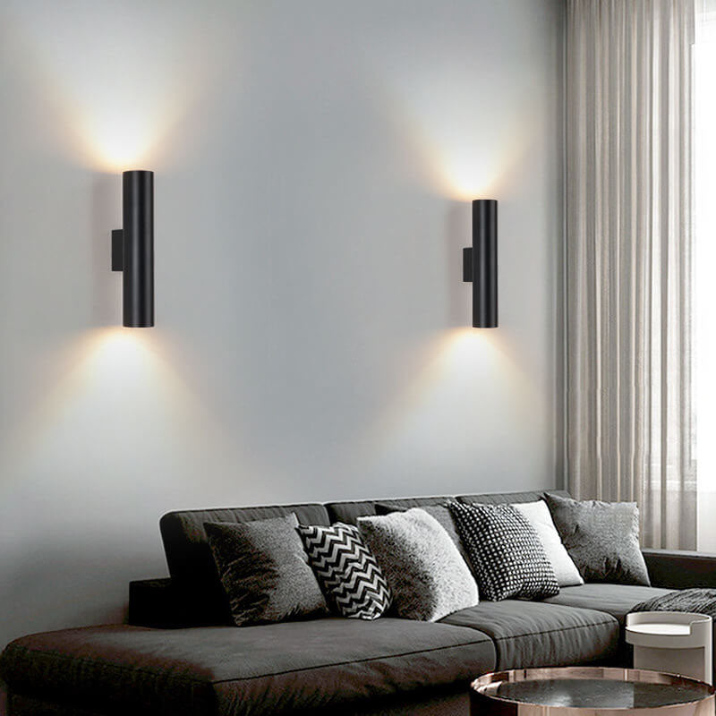 Simple Aluminum Cylindrical 2-Light Wall Sconce Lamp