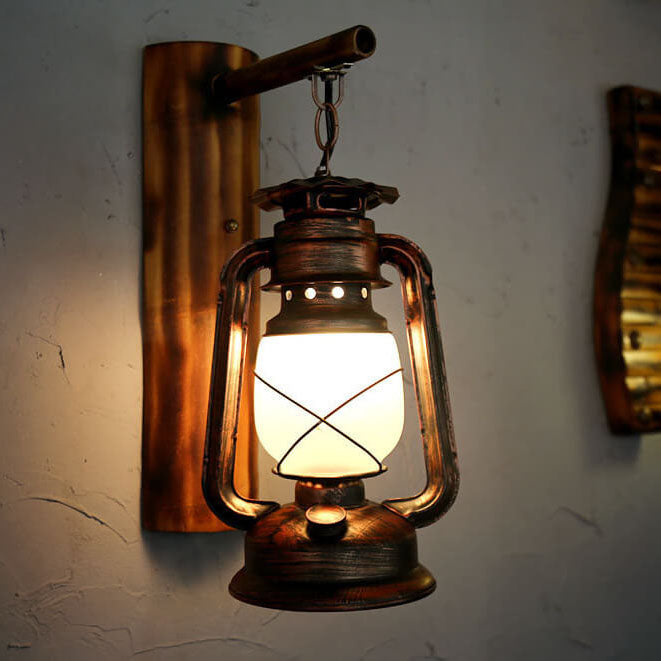 Vintage Horse Lantern Iron 1-Light Wall Sconce Lamp