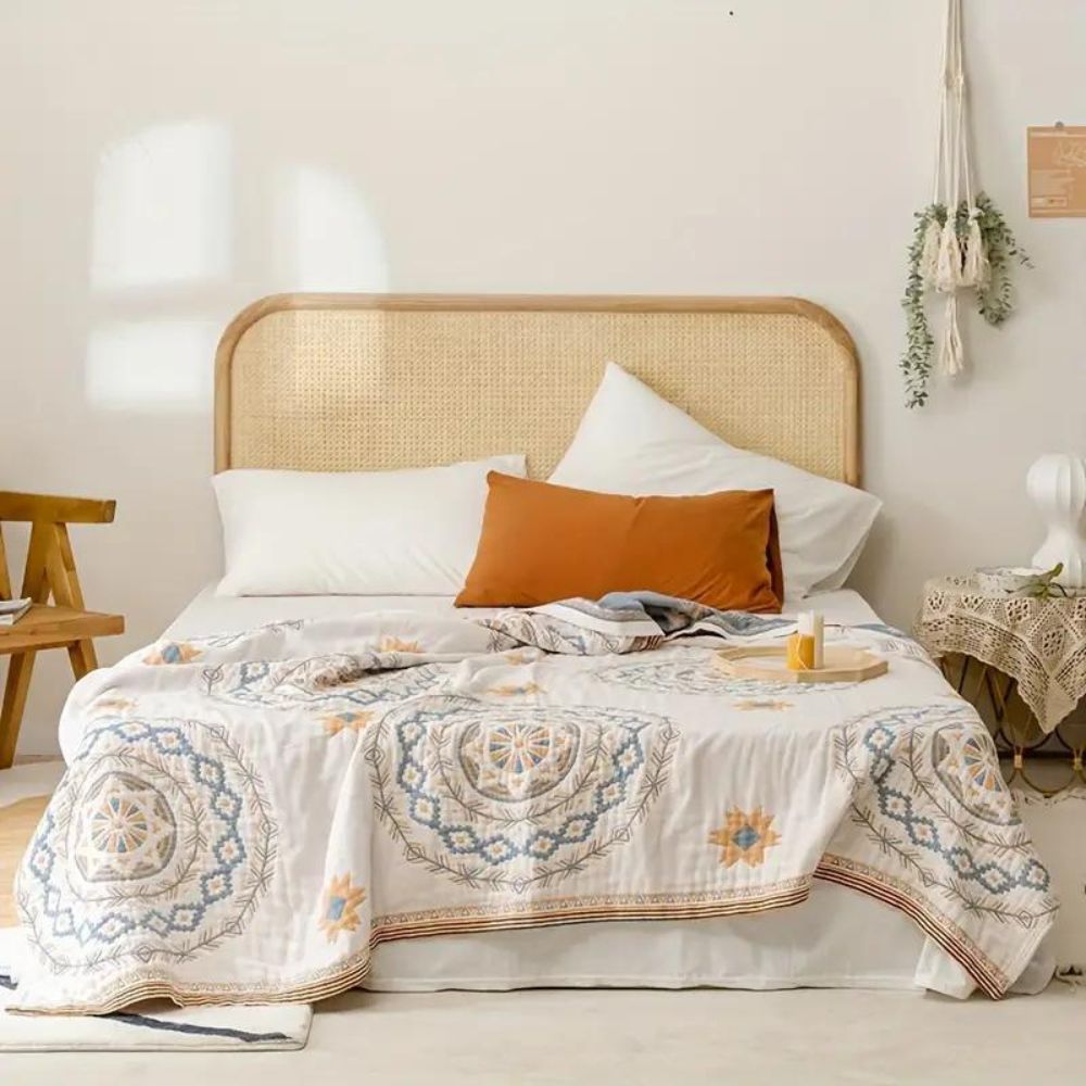 Ruhiges Mandala | Baumwoll-Wohndecke