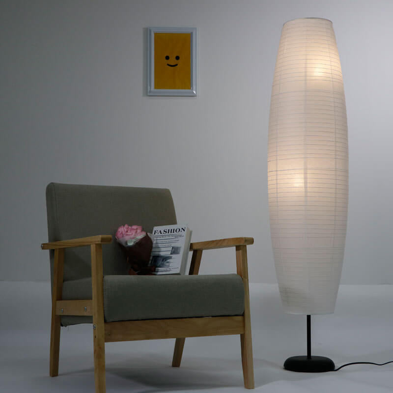 Nordic Minimalist Rice Paper Column 2-Light Standing Floor Lamp