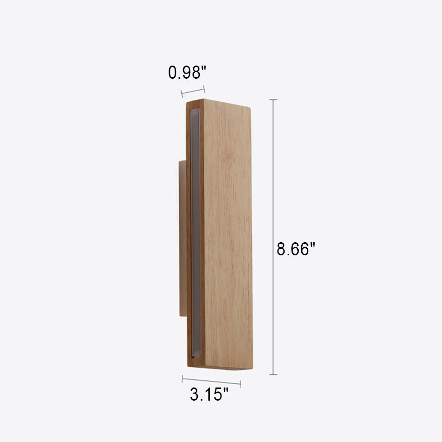 Japanese Minimalist Log Rectangular Flat Rotatable LED Wall Sconce Lamp
