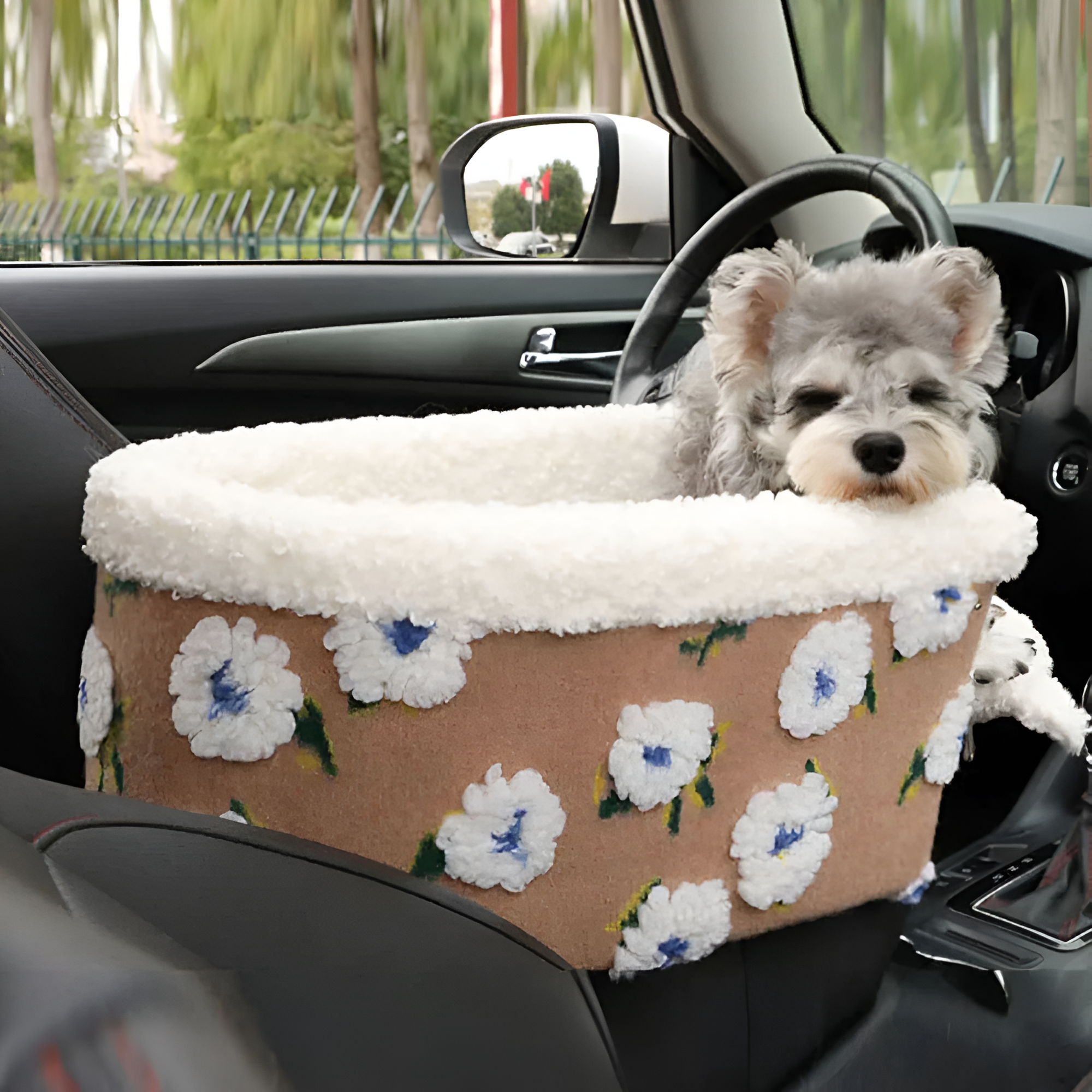 Fluff Floral Car Pet Booster Seat