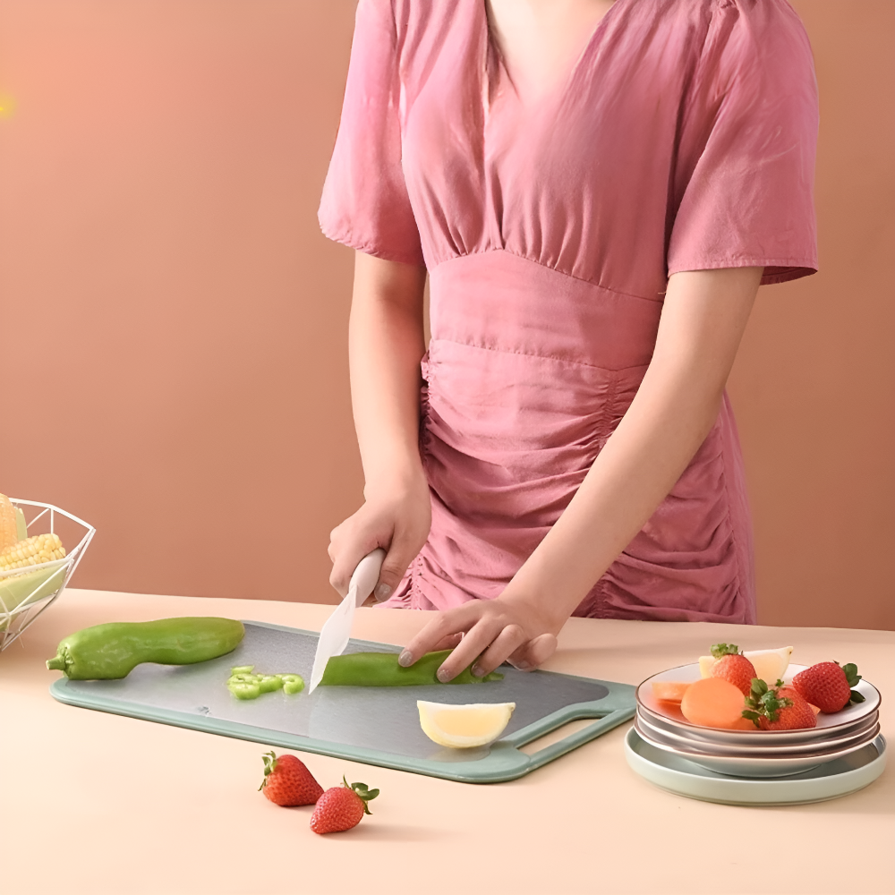 Tabla de Cortar Doble Cara de Acero Inoxidable con Estilo