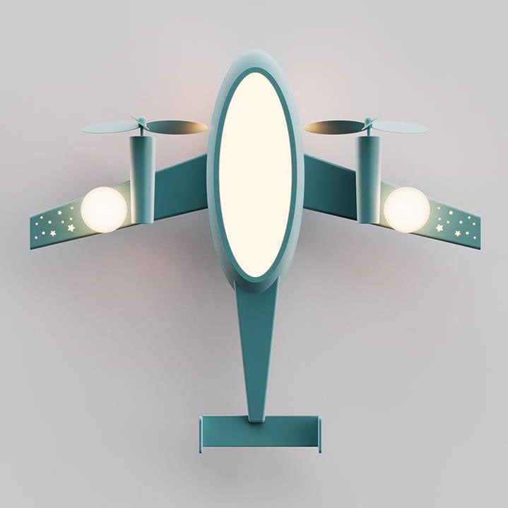 Suspension LED avion en fer forgé cartoon créative nordique pour enfants