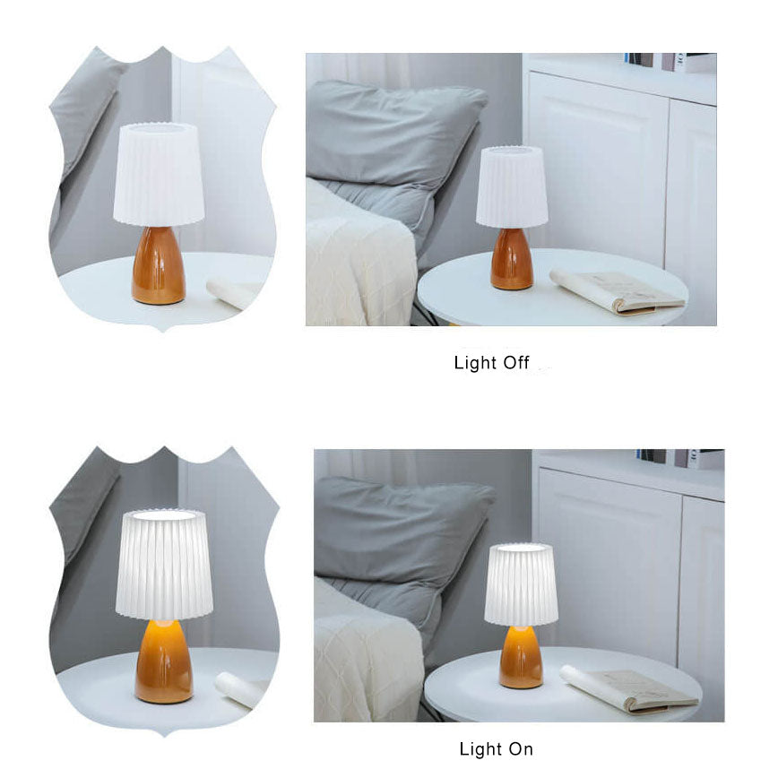 Nordic Vintage Pleated Shade Glass Base 1-Light Table Lamp