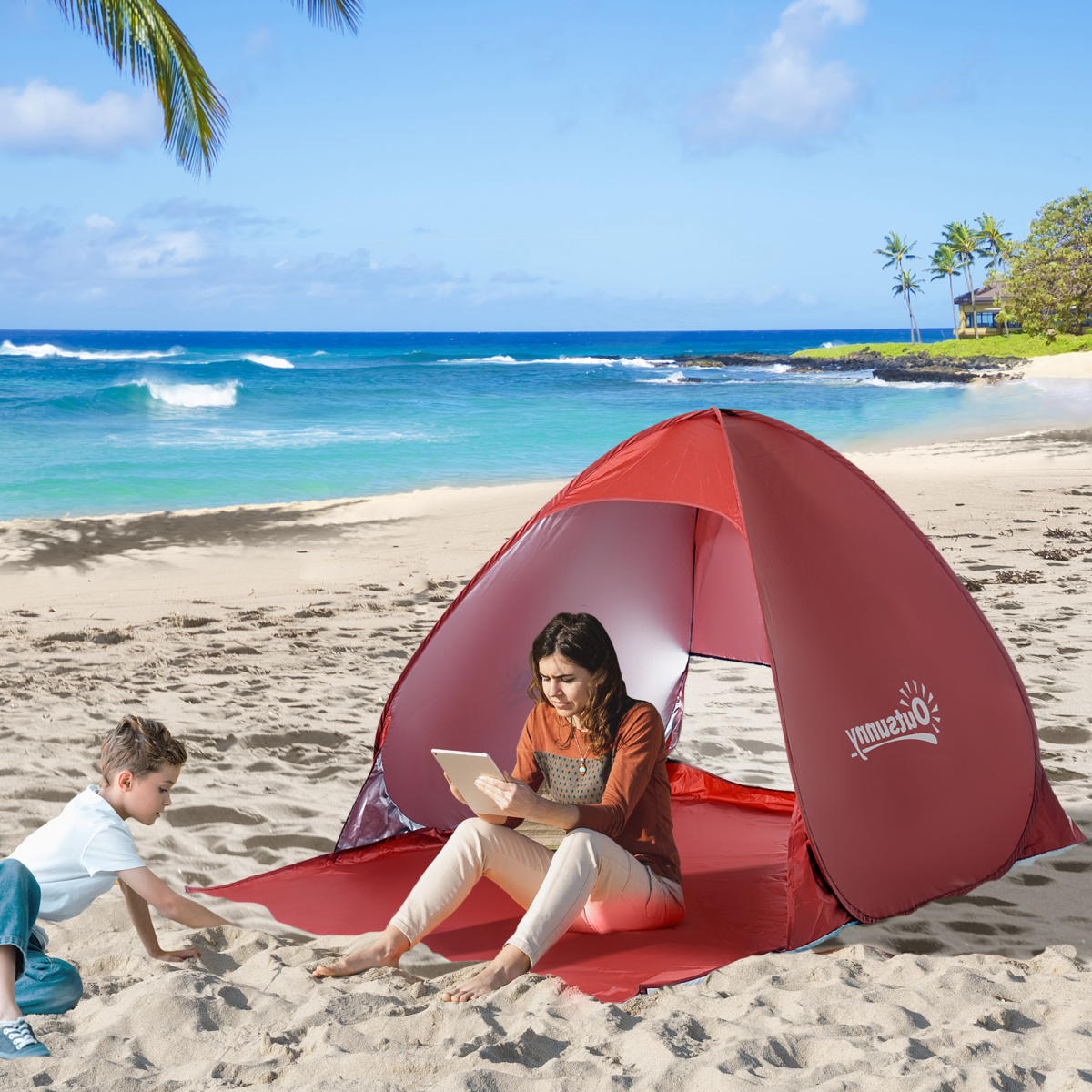 Pop-Up Beach Tent – 2-3 Person Sun Shelter with Ventilation & Carry Bag