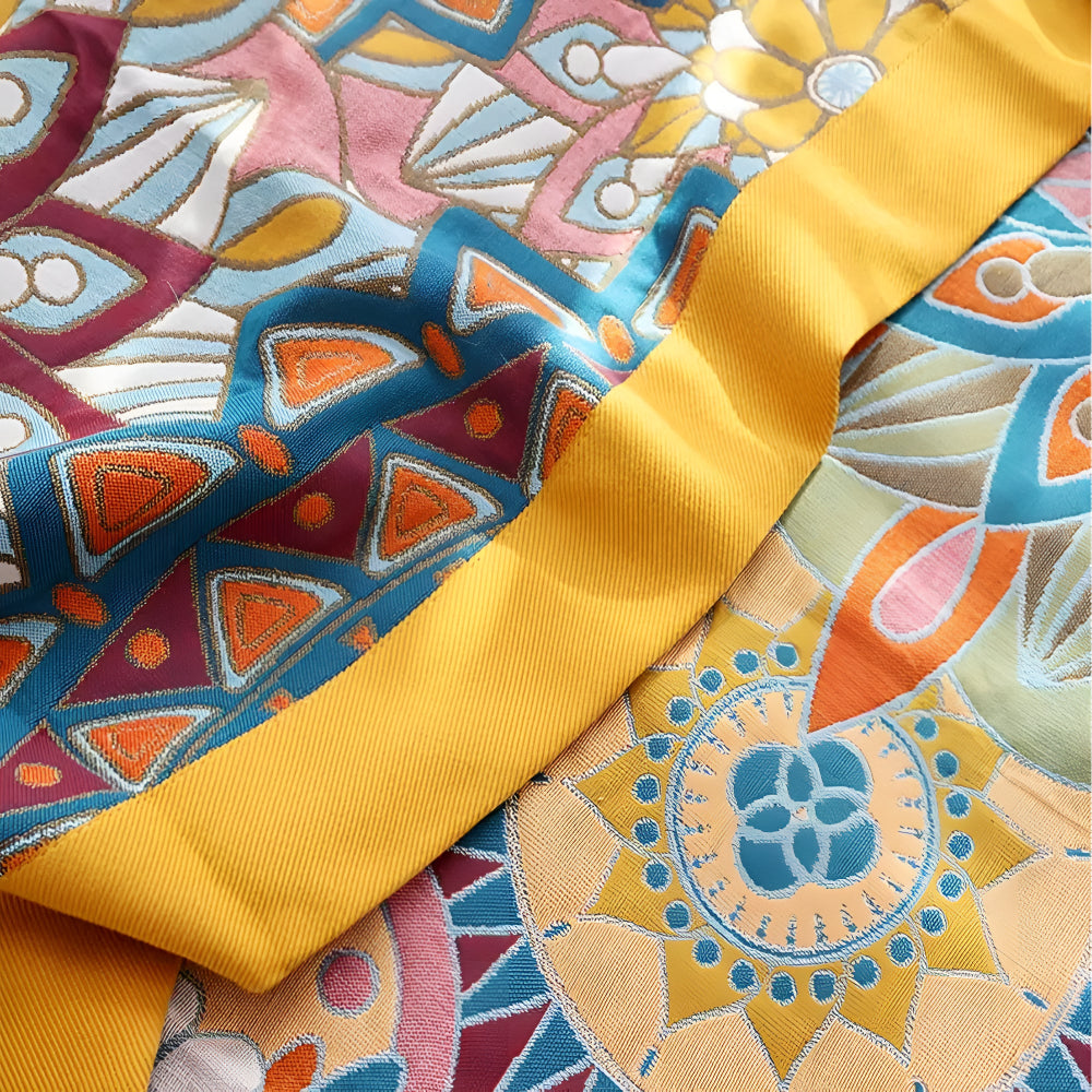 Couverture en Coton Jacquard Floral Marocain