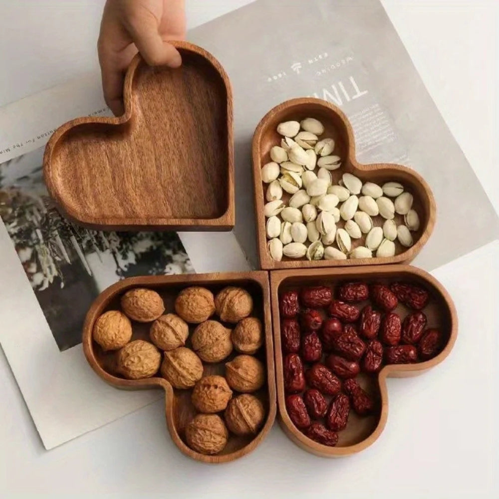Rustikale Herz-Snacktablett-Kollektion | 4 Stück