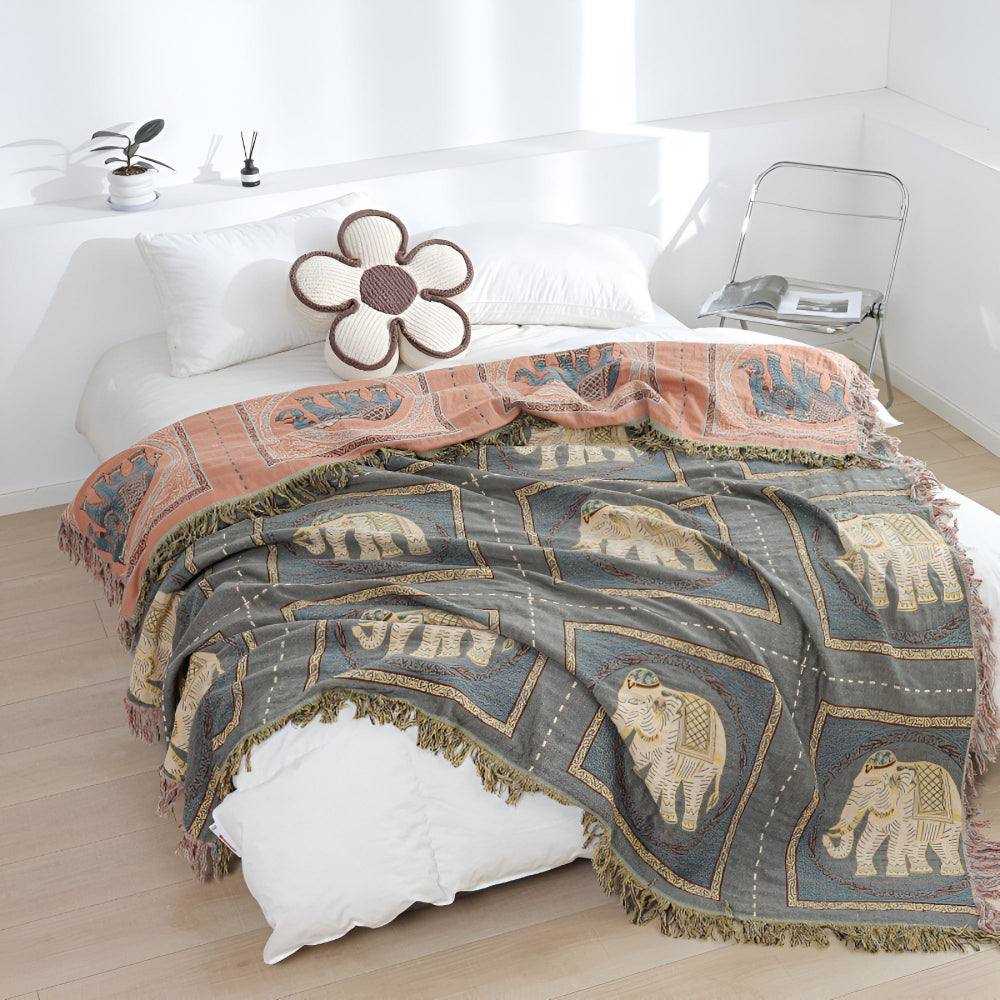 Bohemian Elefantenmuster Quasten-Decke