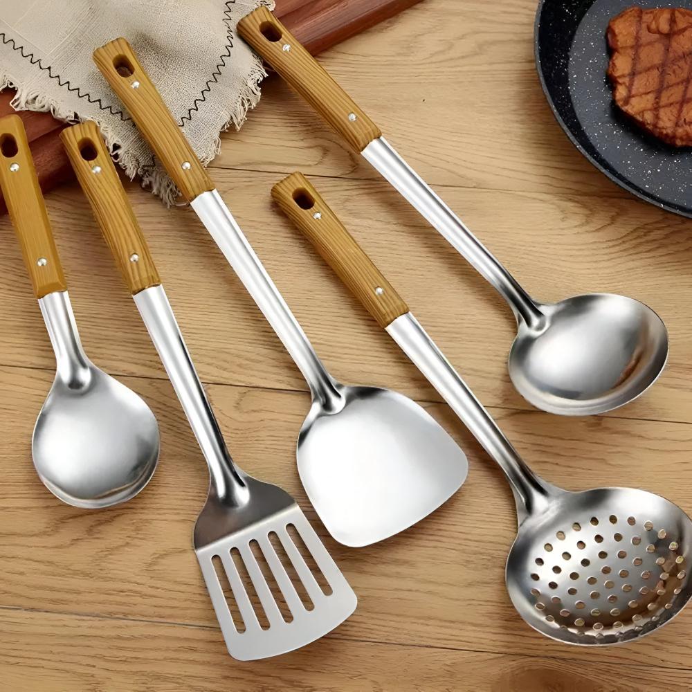 Set Clásico de Utensilios de Cocina de Acero Inoxidable (5 Sets)