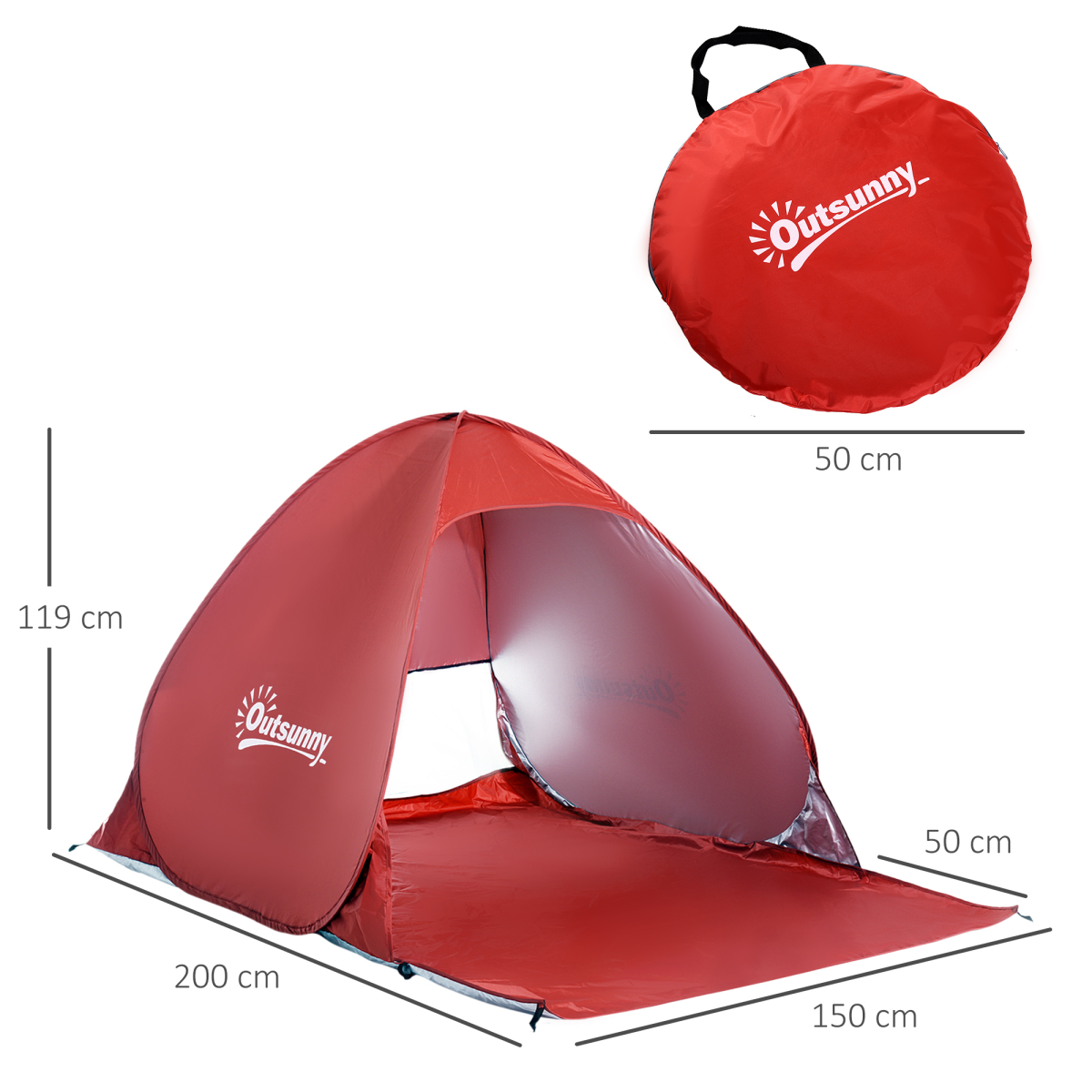 Pop-Up Beach Tent – 2-3 Person Sun Shelter with Ventilation & Carry Bag