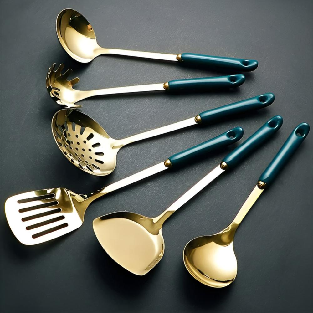Set de Utensilios de Acero Inoxidable Dorado