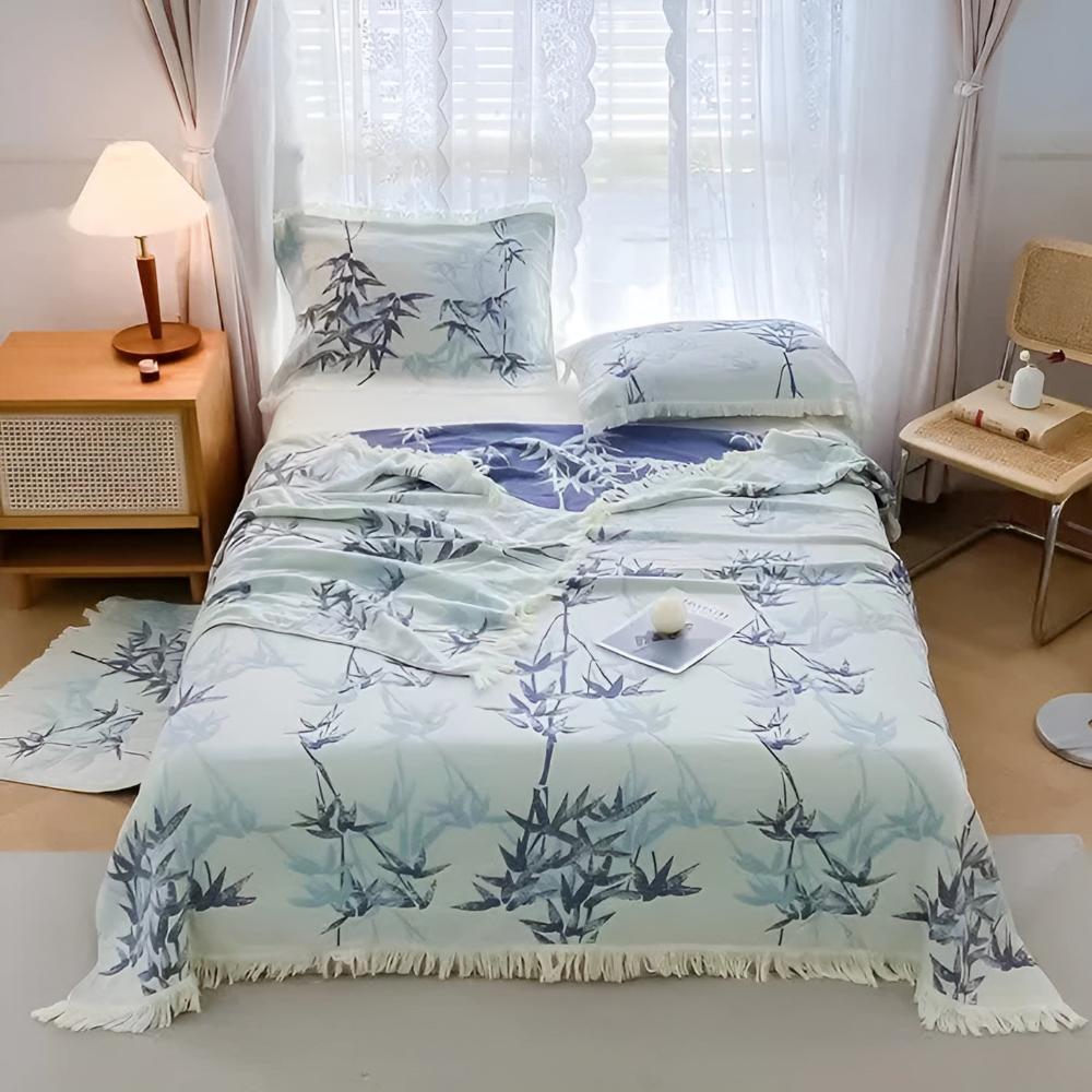 Manta Reversible Jacquard de Algodón y Bambú