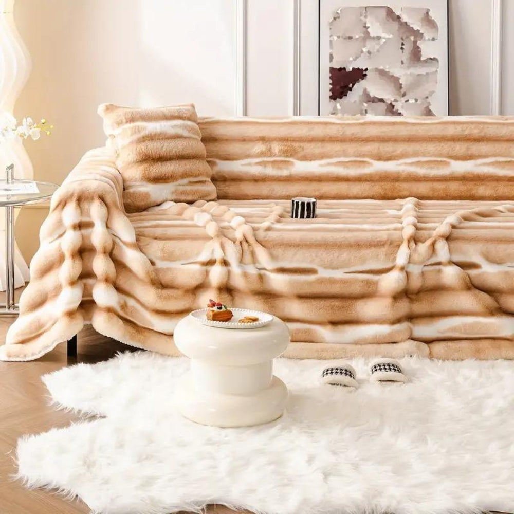 Funda de sofá de terciopelo y peluche sintético