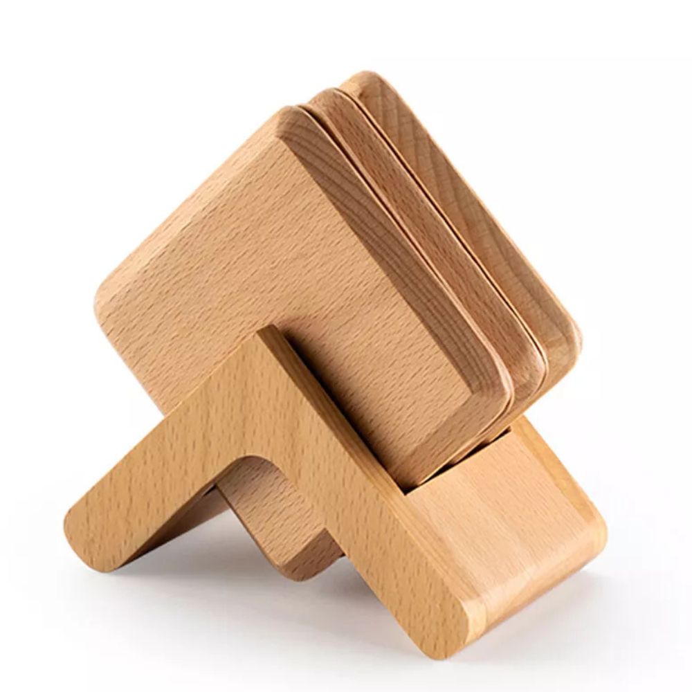 Schlankes Stapelbares Holzuntersetzer Set | 6-teilig
