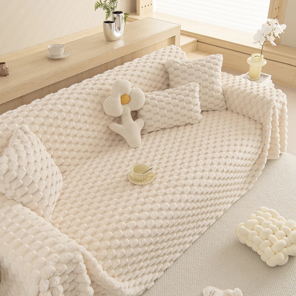 Gepolsterter Kaninchen-Kunstfell-Sofabezug