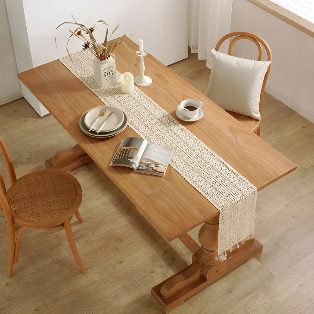 Camino de Mesa Rústico de Crochet con Flores