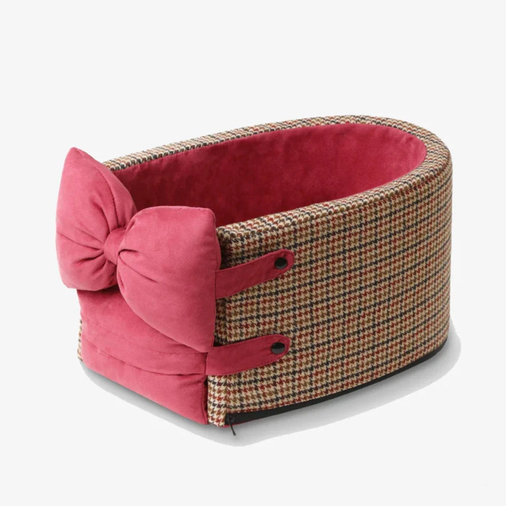 Asiento de coche para mascotas con patrón pata de gallo