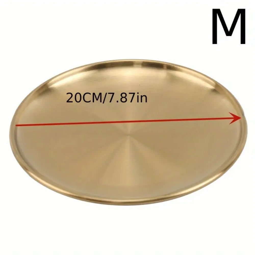 Platos de Servicio de Acero Inoxidable Dorado Brillante