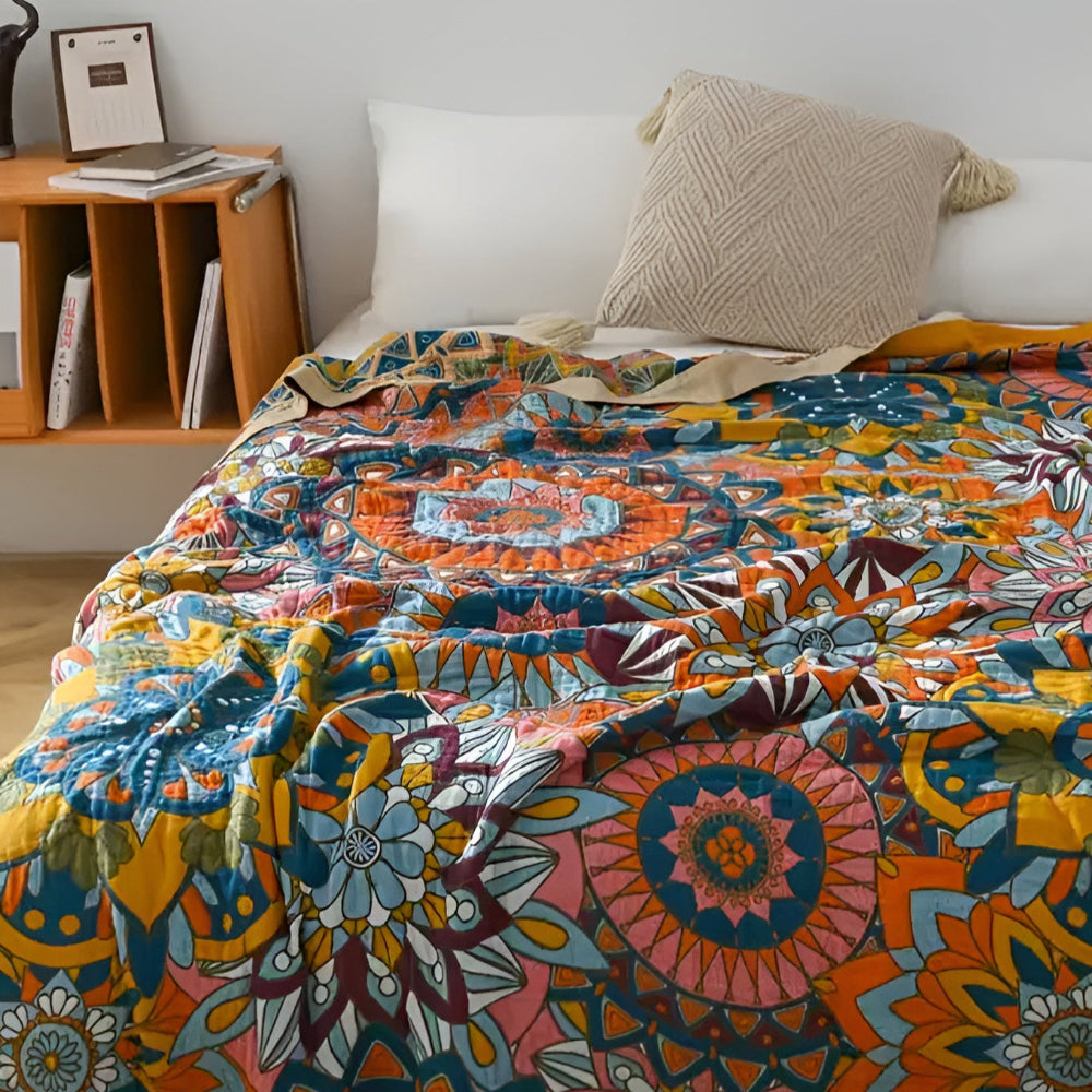 Marokkanische Floral Jacquard Baumwoll-Decke