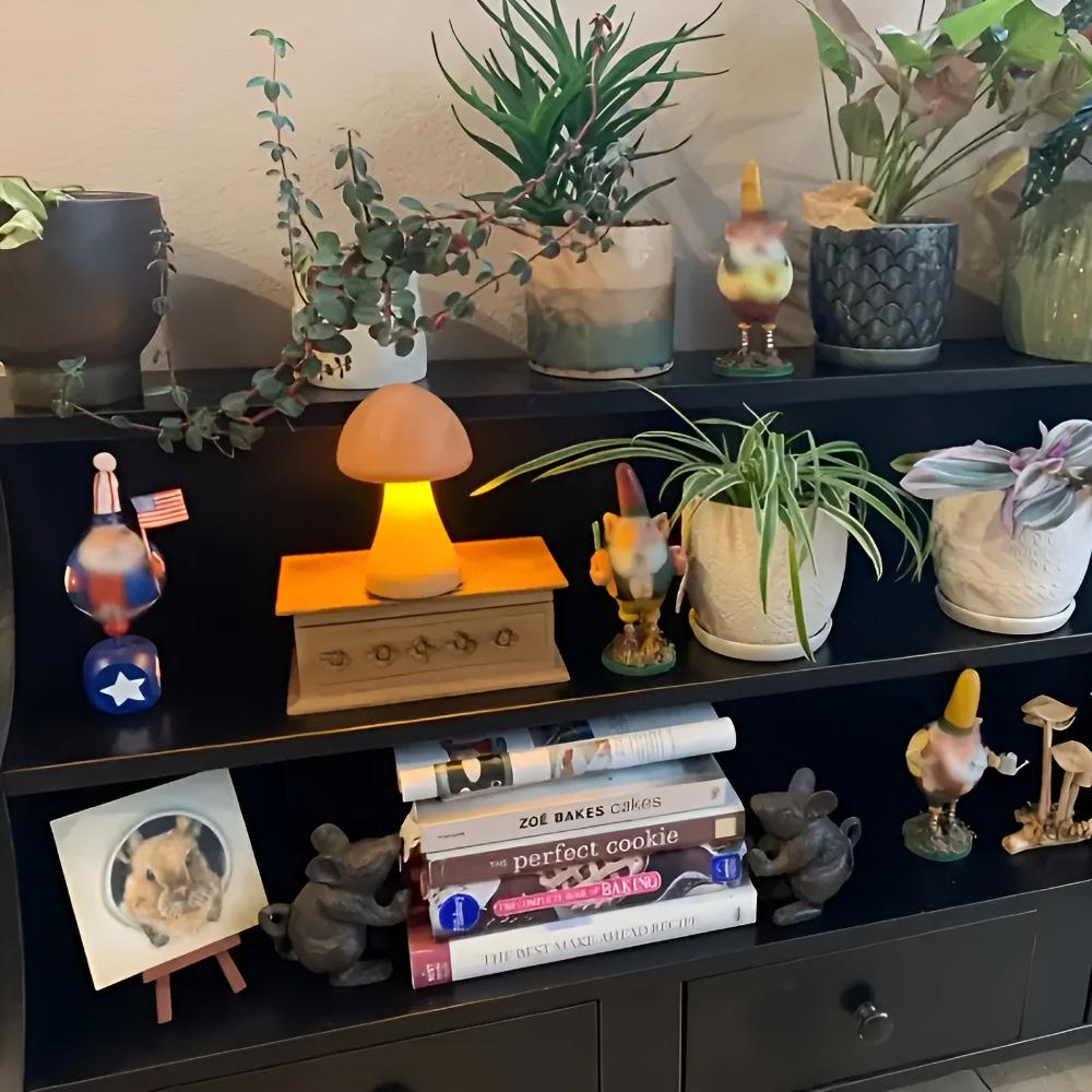 Lámpara de Madera en Forma de Hongo