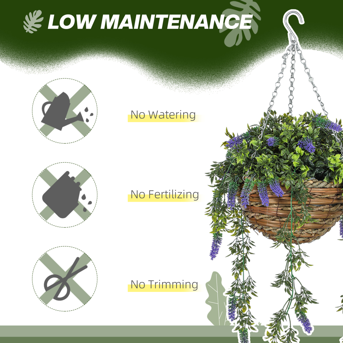 Artificial Lavender Hanging Basket – Realistic UV-Protected Faux Flowers for Indoor & Outdoor Decor