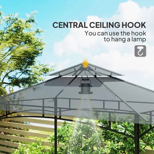 BBQ Gazebo Shelter – Two-Tier Canopy with Side Shelves & Storage Baskets