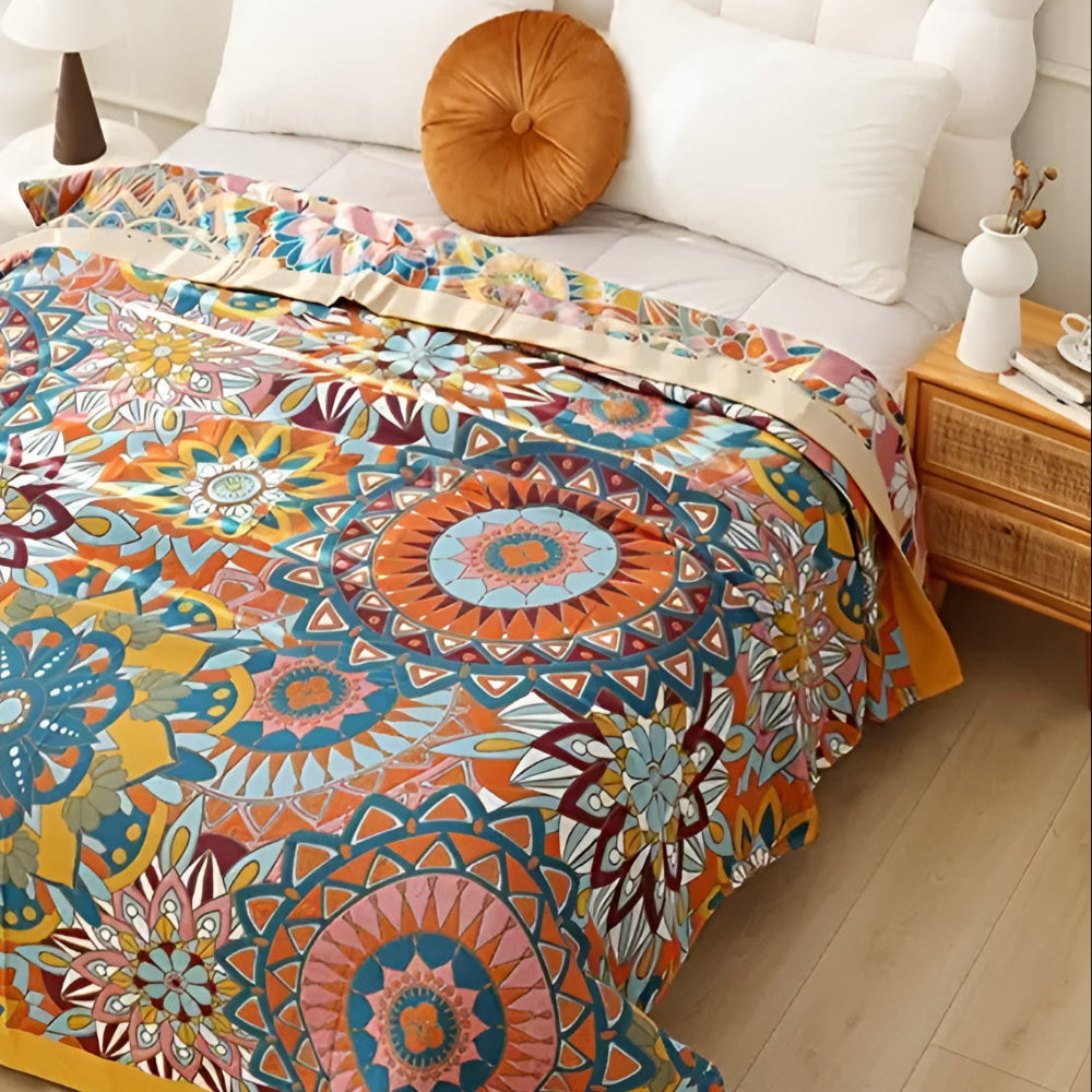 Marokkanische Floral Jacquard Baumwoll-Decke