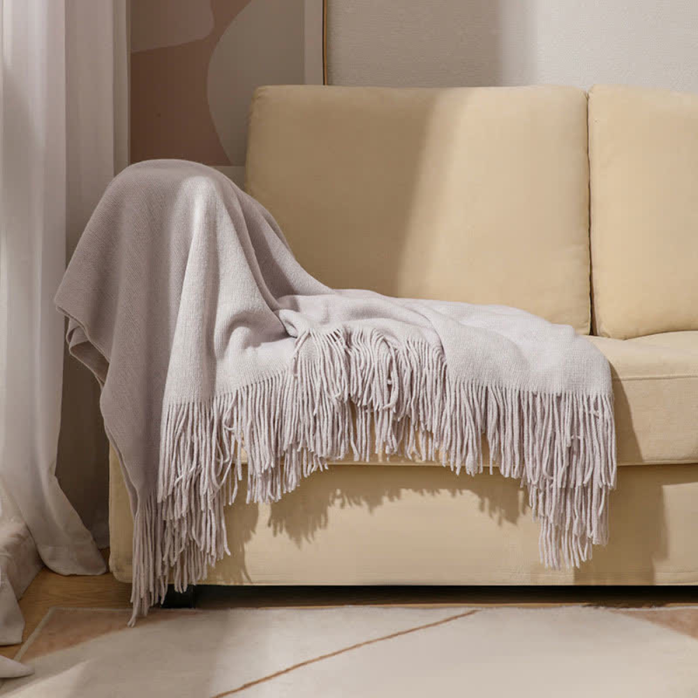 Grober Strick Quasten-Decke
