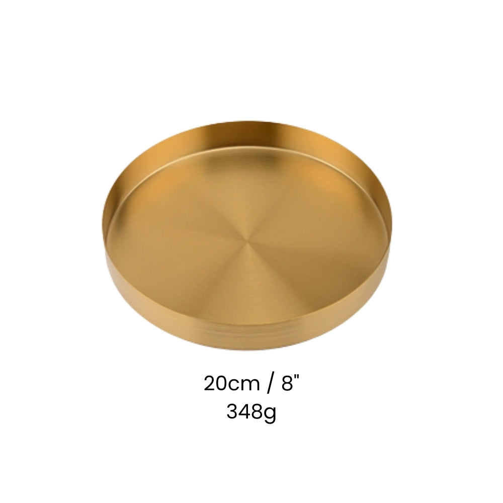 Goldfarbenes Tablett aus Edelstahl