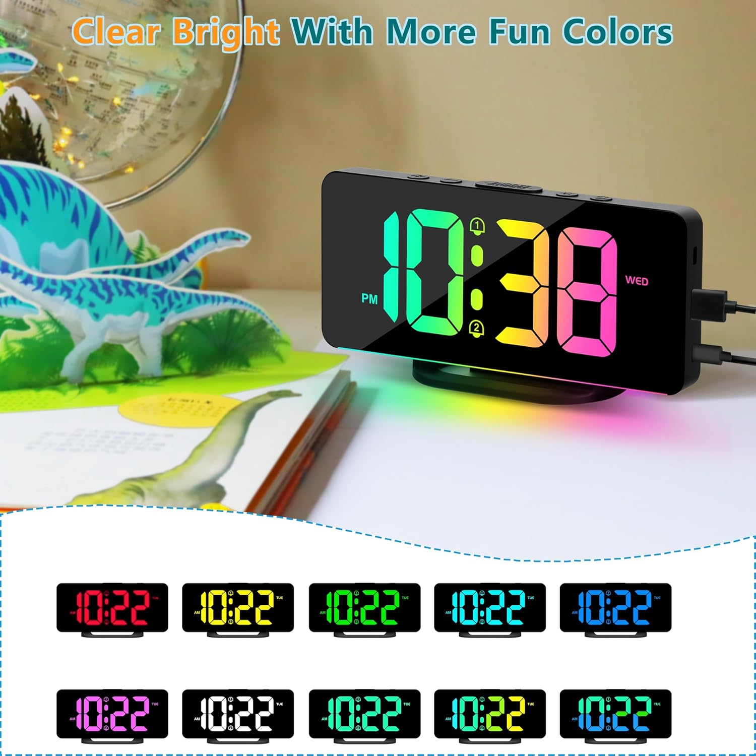 Horloge calendrier numérique 7 pouces avec 19 rappels – Claryon