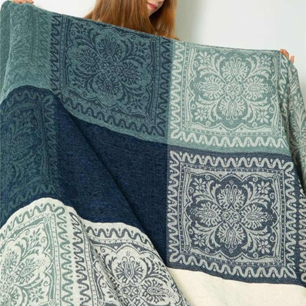 Floral Quasten Strick Boho-Decke