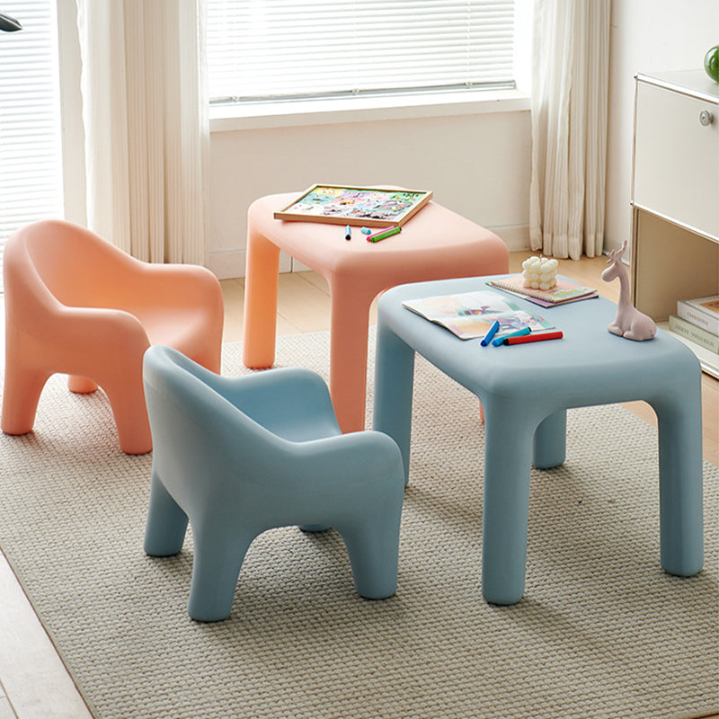 Modern Minimalist Rectangular PE Kids Desk & Chair Set For Bedroom & Living Room