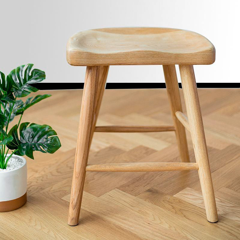 Contemporary Nordic North American Ash Wood Saddle Seat Dining Chair - Curved Wooden Chairs For Dining Room & Kitchen